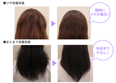 髪のツヤとまとまりを改善する効果