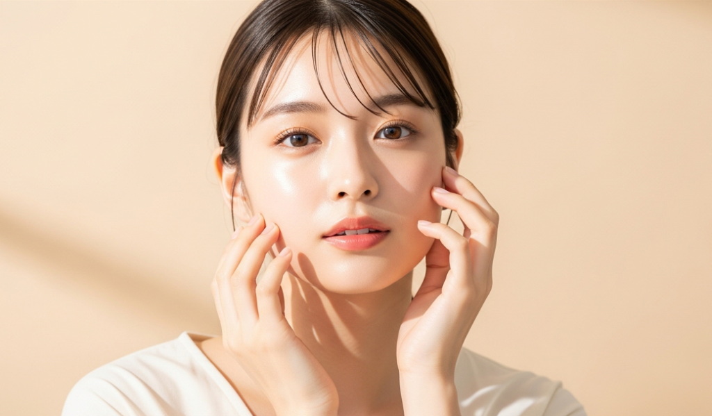 ツヤ肌の女性画像