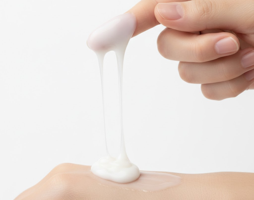 糸引くテクスチャーの乳液画像