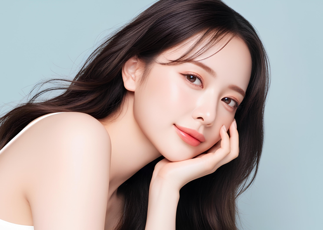 微笑んでいる長い髪の女性