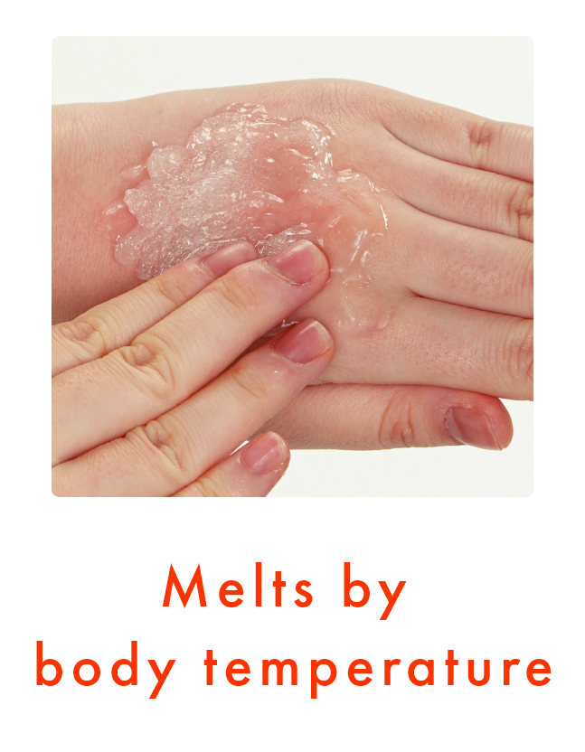 Melts by body temperature